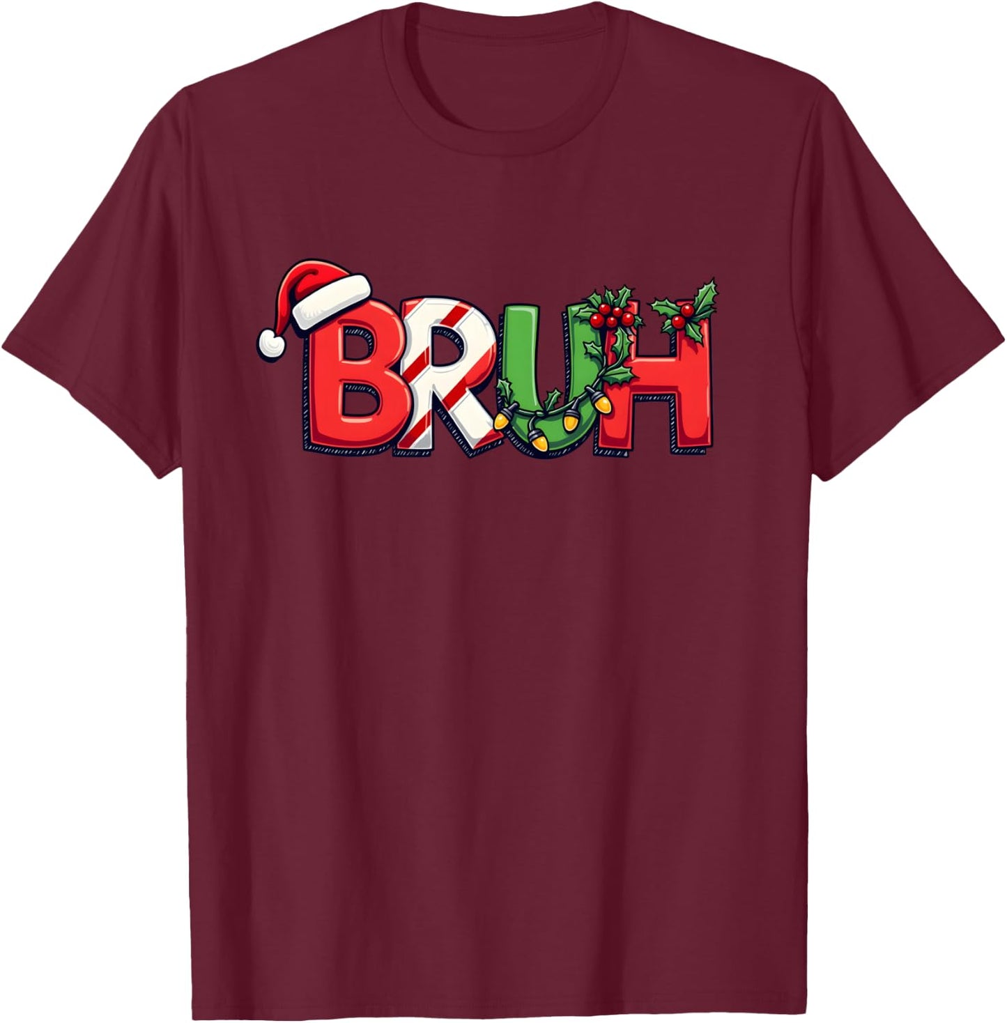 Bruh Funny Saying Bro Teens Boys Kids Christmas Xmas T-Shirt - T-Shirt | Maroon