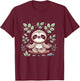 Paresseux mignon et drôle méditant la paix paresseux zen Manche Longue T-Shirt - T-Shirt | Maroon