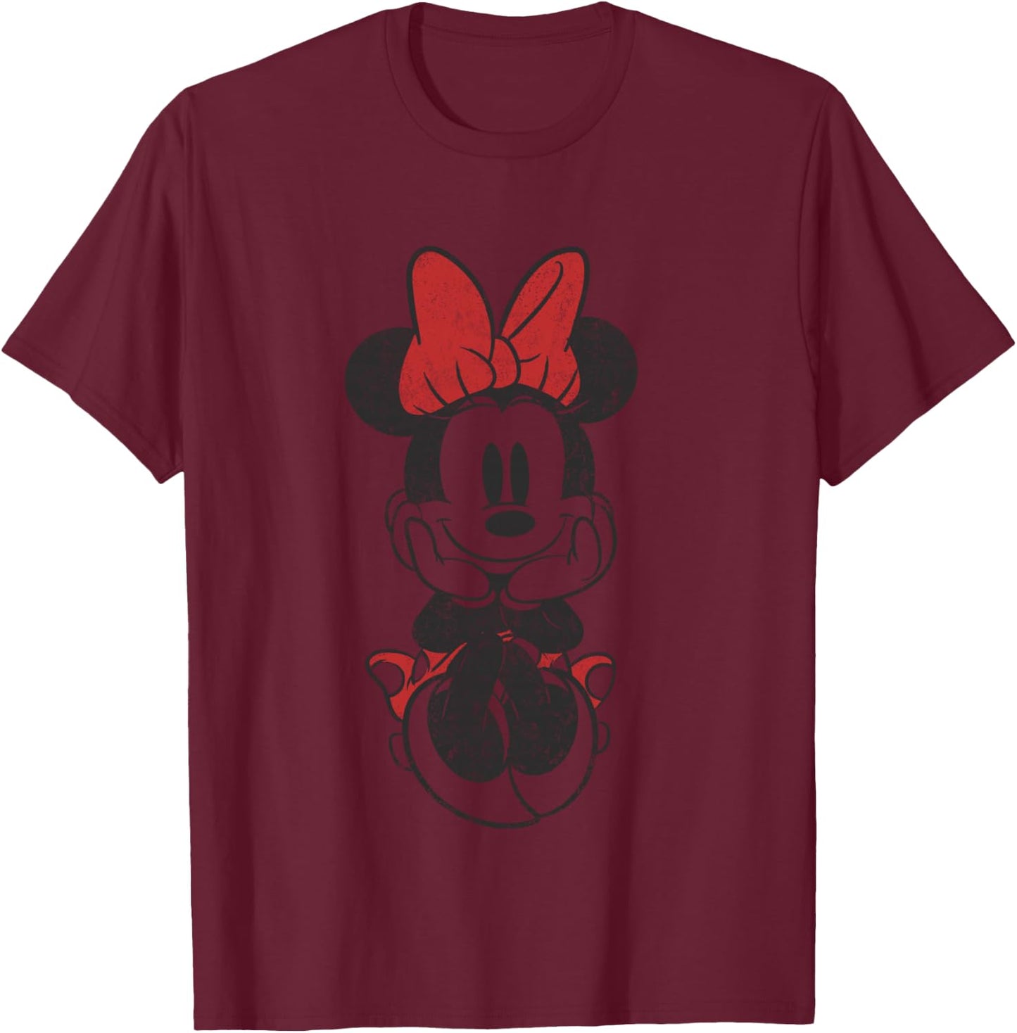 Disney Mickey and Friends Minnie Mouse Vintage Sitting T-Shirt - T-Shirt | Maroon