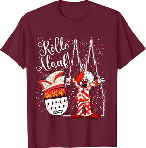 Cologne Cathedral Clown Kölle Alaaf Confetti Carnival Fashion Parade Shirt, black T-Shirt - T-Shirt | Maroon