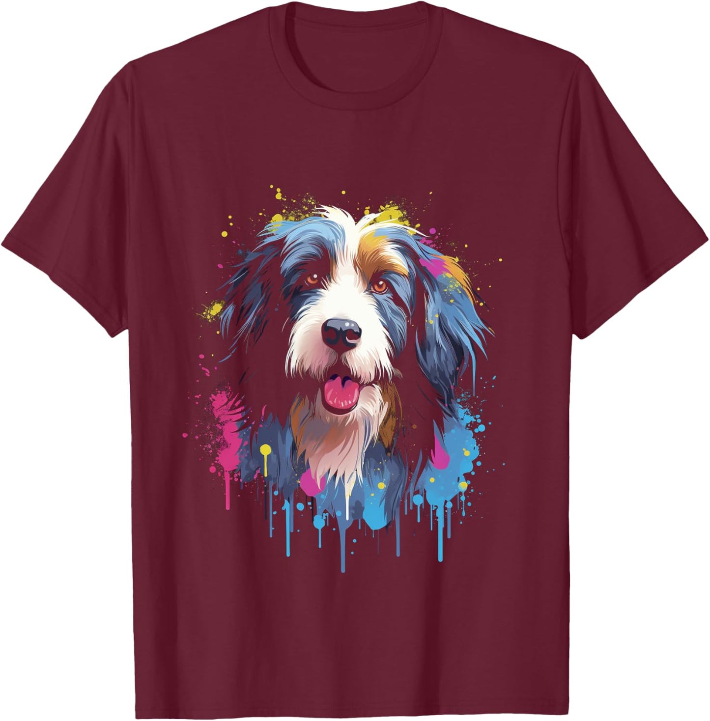 Bearded Collie Langarmshirt T-Shirt - T-Shirt | Maroon