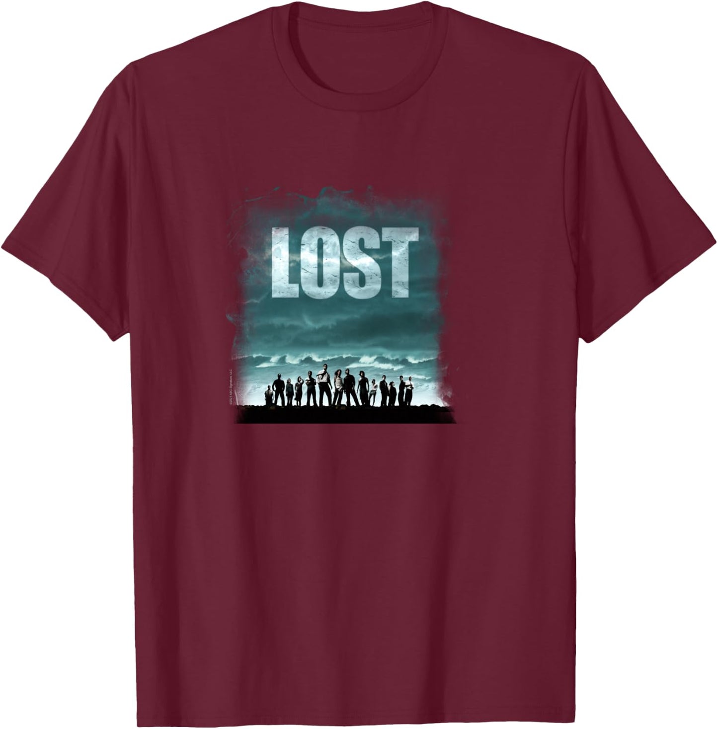 Lost Stormy Sky and Ocean Cast Outlines Poster TV Show Manche Longue T-Shirt - T-Shirt | Maroon