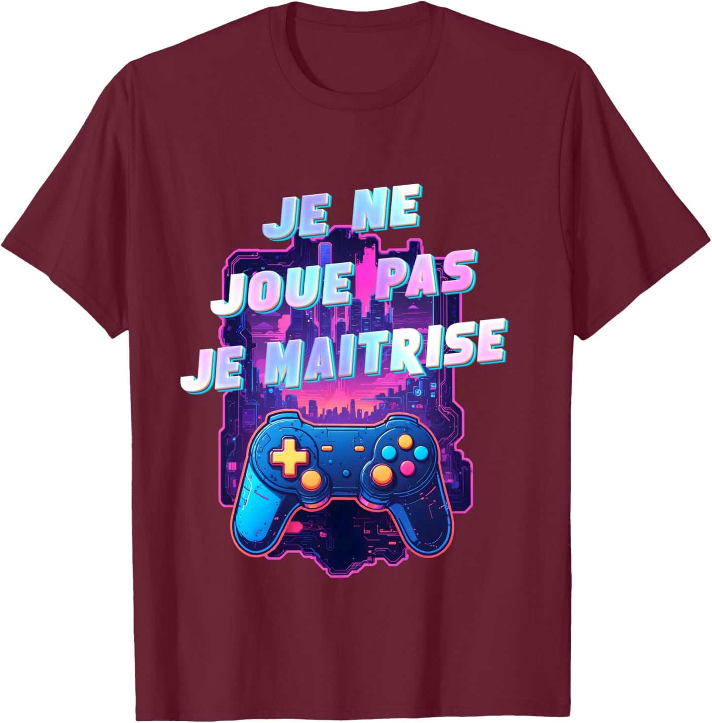 Gaming video games gift gamer passionate console controller , Black, S T-Shirt - T-Shirt | Maroon
