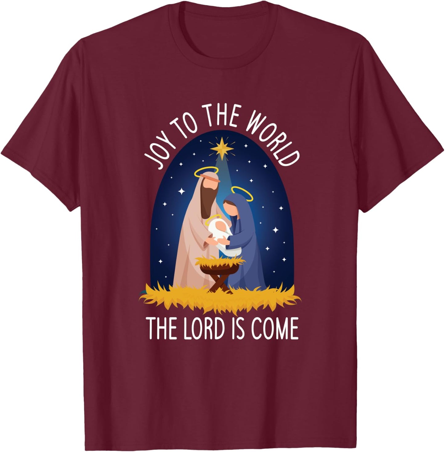 Joy to the World - Christmas Nativity T-Shirt - T-Shirt | Maroon