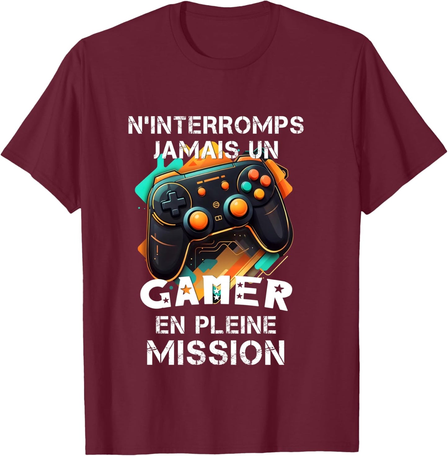 Gamer geek addicted to video games teen gaming console humor , Black, S T-Shirt - T-Shirt | Maroon