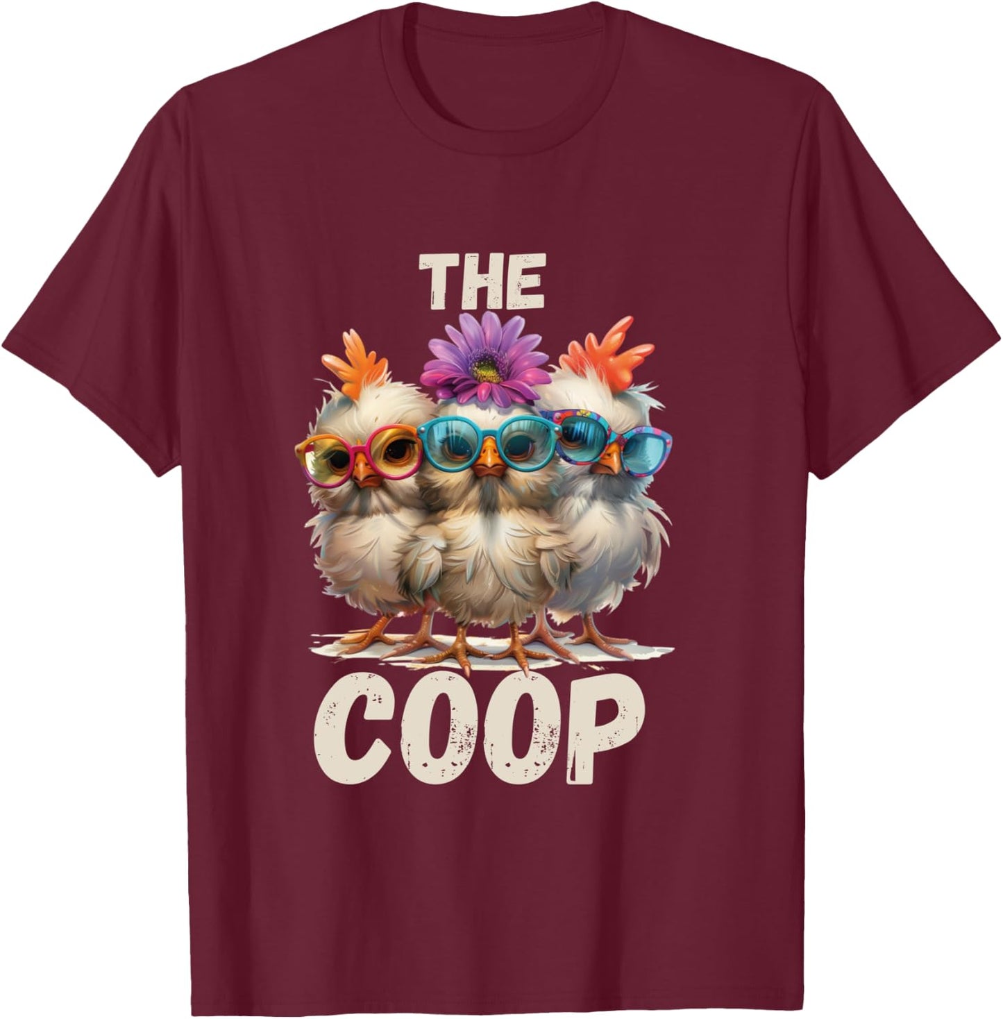 The Coop Chicken Trio T-Shirt - T-Shirt | Maroon