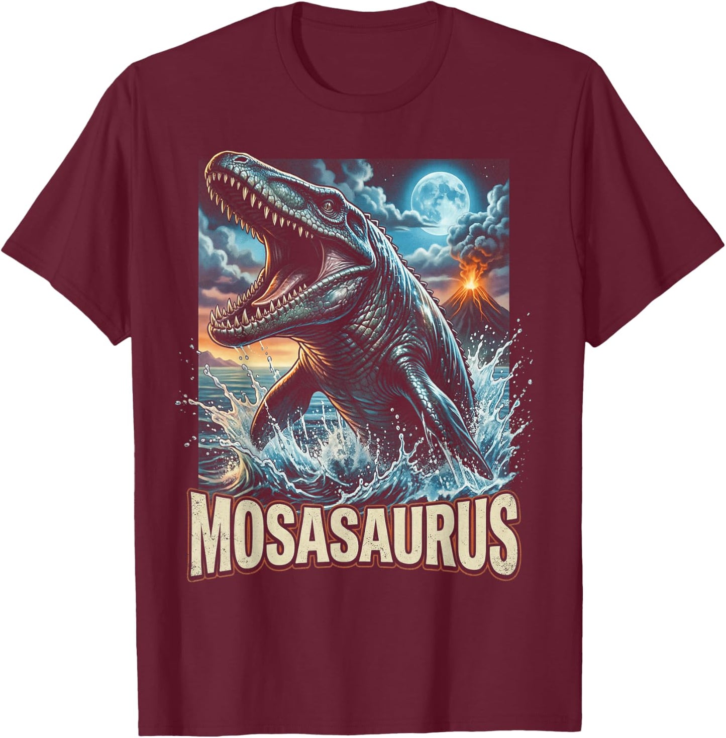 Mosasaurus Dinosaur Water T-Shirt - T-Shirt | Maroon