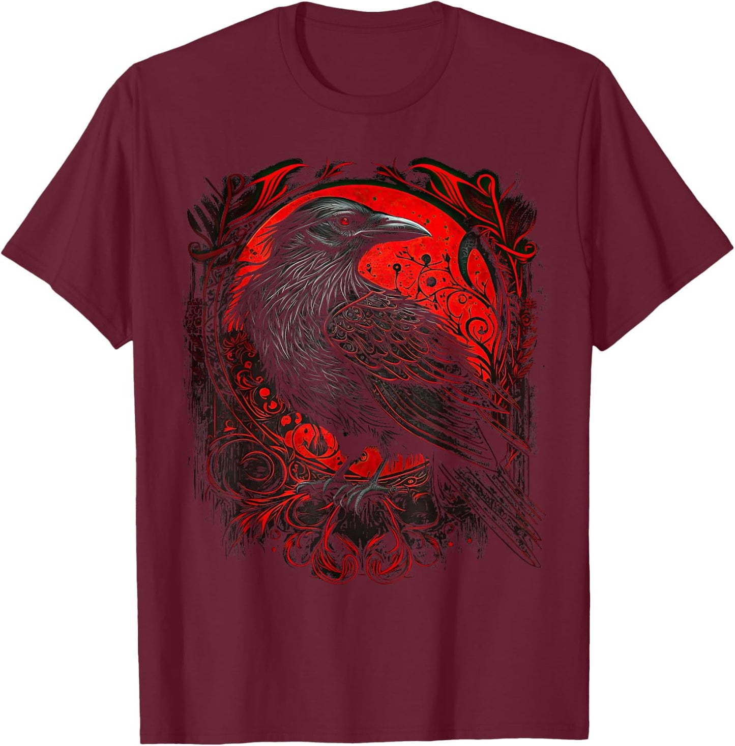 Odin's Raven Viking Norse Runes Nordmann Mythology T-Shirt - T-Shirt | Maroon
