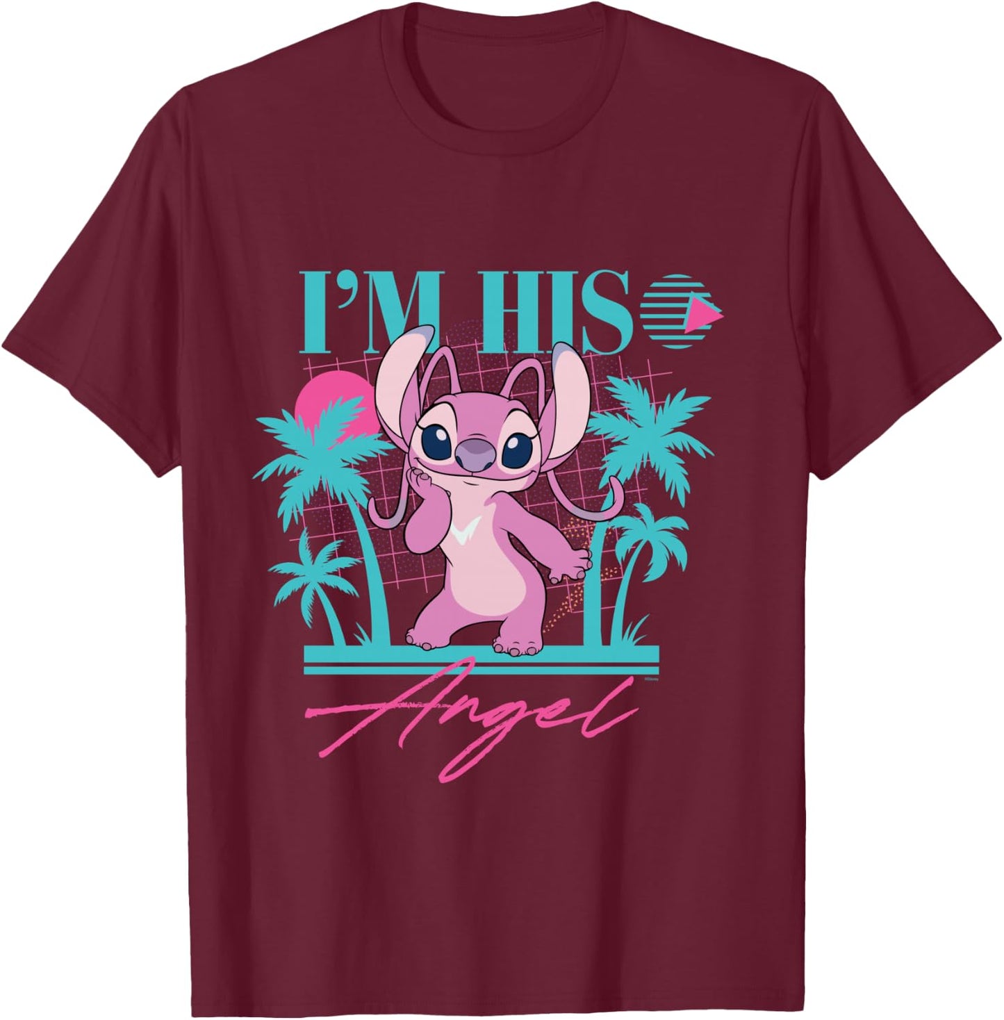 Disney Stitch Retro ’90s Couples Matching I’m His Angel T-Shirt - T-Shirt | Maroon