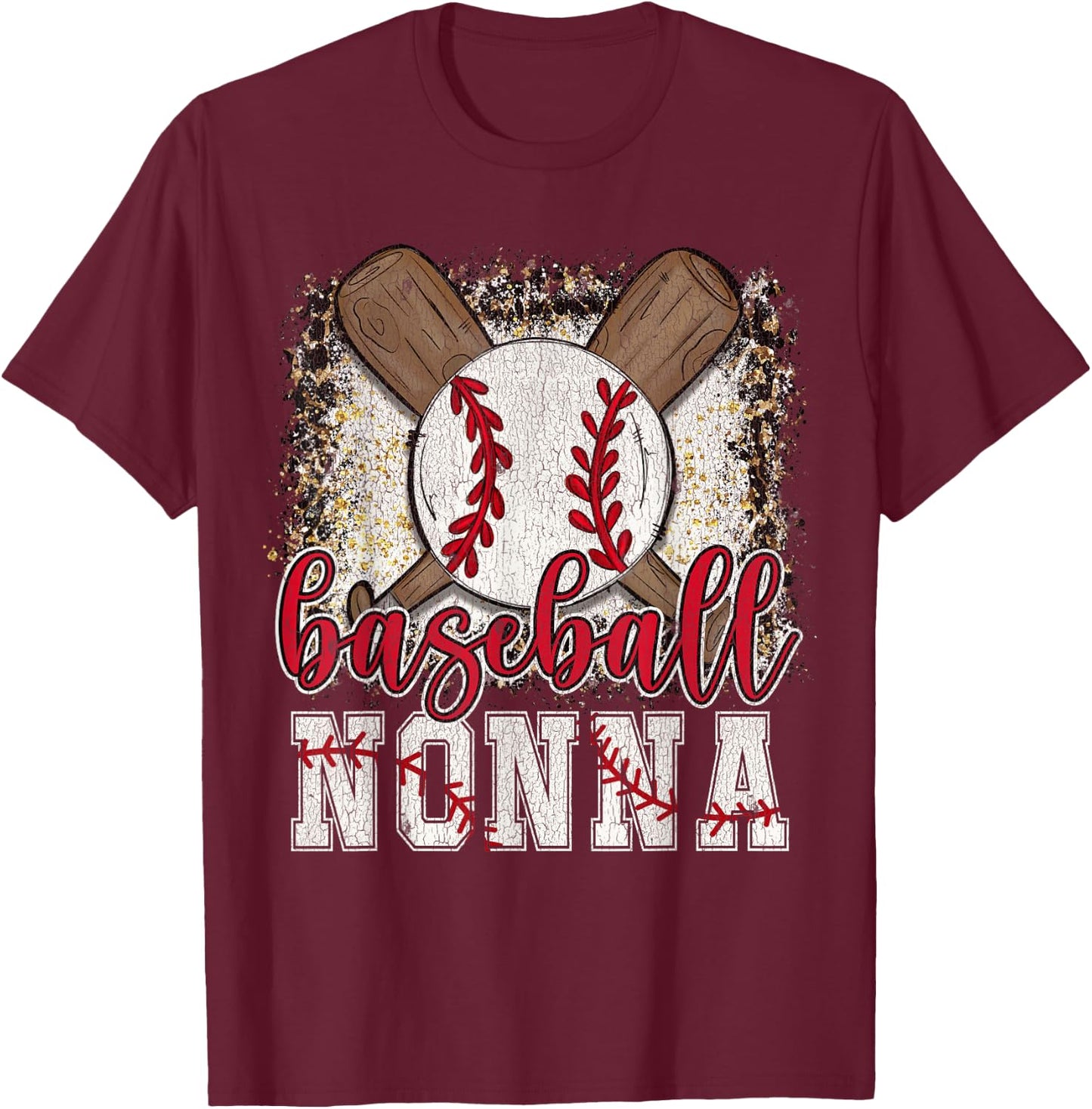 Baseball Nonna Leopard Baseball Lover Family Matching T-Shirt - T-Shirt | Maroon