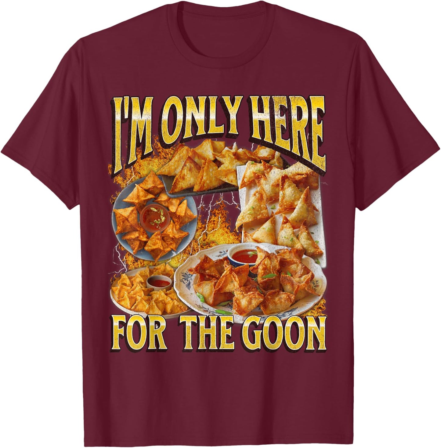 Funny Crab Rangoon Meme Bootleg Graphic T-Shirt - T-Shirt | Maroon