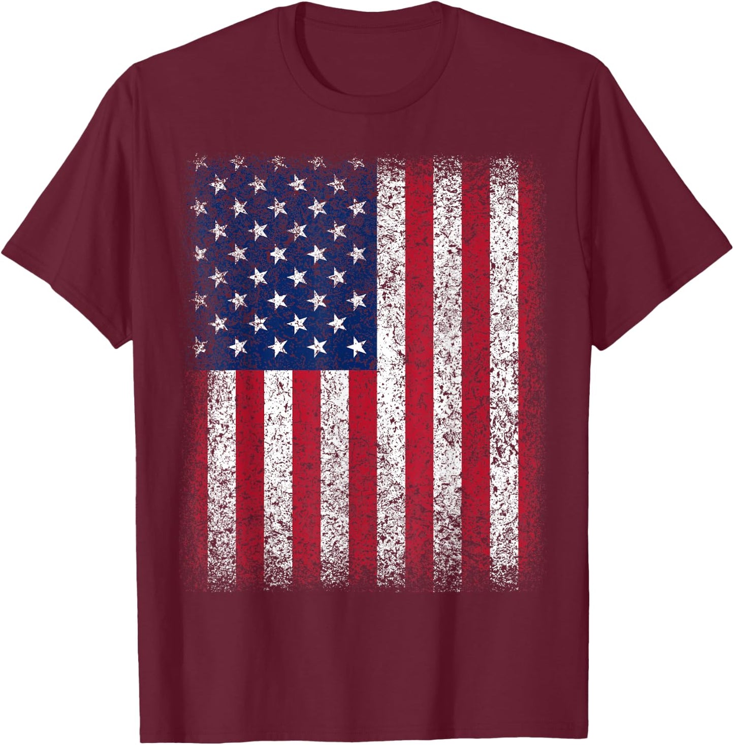 American Flag Patriotic USA Flag Red White Blue Distressed T-Shirt - T-Shirt | Maroon