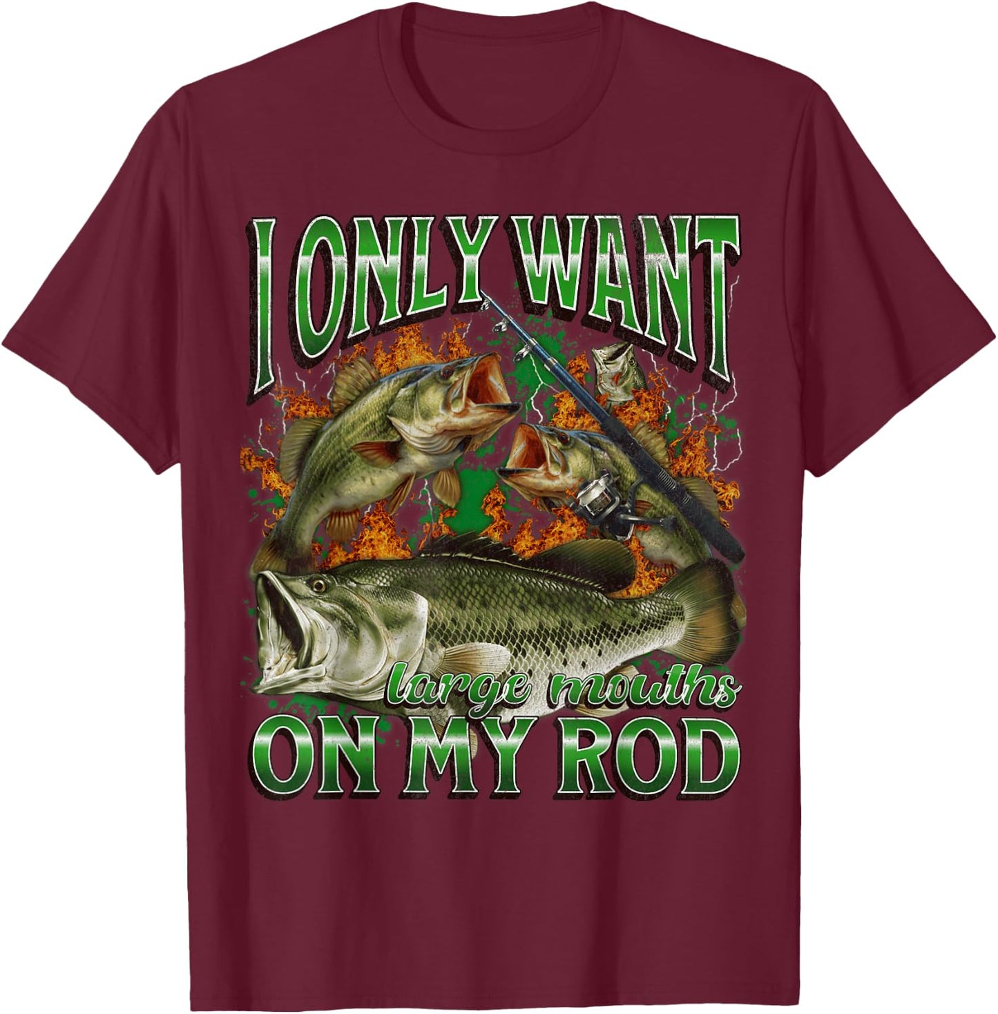Bass Fish Funny Offensive Fishing Meme Bootleg Graphic T-Shirt - T-Shirt | Maroon