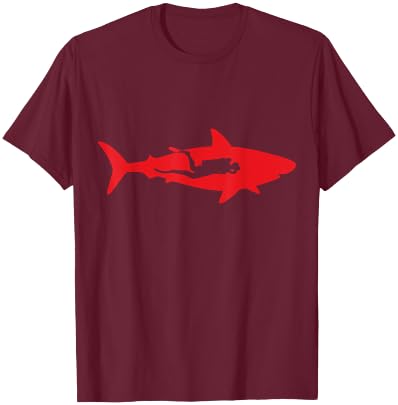 Great White Shark Scuba Diving T-Shirt - T-Shirt | Maroon
