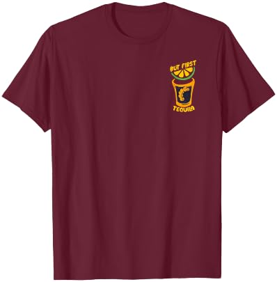 But First Tequila Fun Drink Party Minimalist T-Shirt - T-Shirt | Maroon