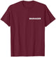 Manager front and back white printing work office professional T-Shirt - T-Shirt | Maroon