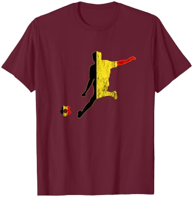 Belgium Belgian Flag Belgique Belgie Belgian Soccer Player T-Shirt - T-Shirt | Maroon