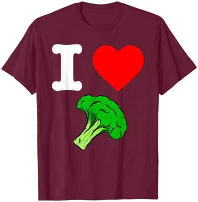 I Love Broccoli I Heart Vegetables Organic Vegan Life T-Shirt - T-Shirt | Maroon