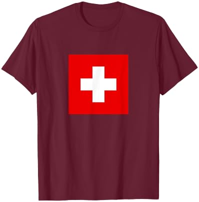 Swiss Flag Switzerland Classic Cross Design Square Logo T-Shirt - T-Shirt | Maroon