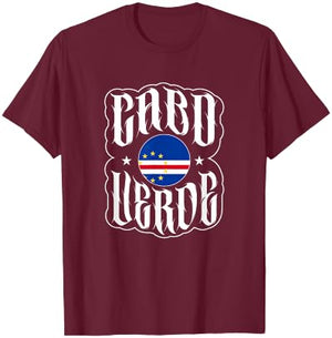 Love Cabo Cape Verde with Cape Verdean Flag in a Circle , Black, S T-Shirt - T-Shirt | Maroon