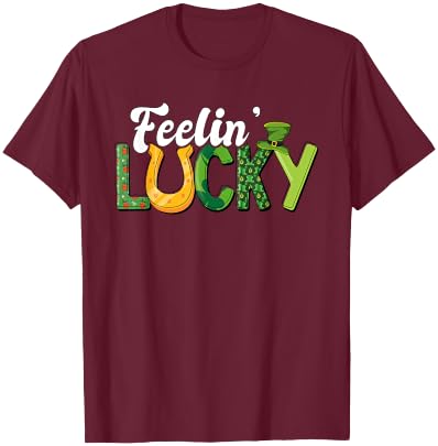Feelin Lucky St. Patricks Day Horse Shoe Lucky Horseshoe T-Shirt - T-Shirt | Maroon