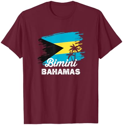 Vintage Bimini Nassau Bahamas Flag Vacation Travel Bahamian T-Shirt - T-Shirt | Maroon