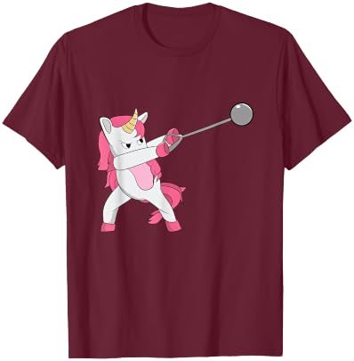 Hammer Throwing Unicorn Track And Field Girl Women Thrower T-Shirt - T-Shirt | Maroon