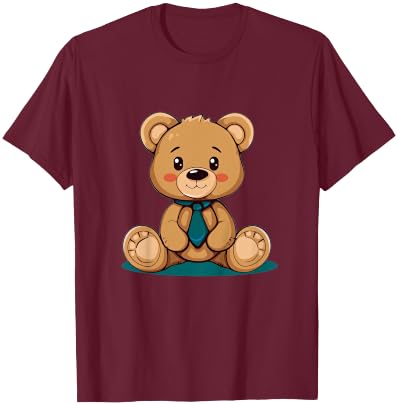 Junger Teddy mit cooler Krawatte für Bären Jungen und Mädchen T-Shirt - T-Shirt | Maroon