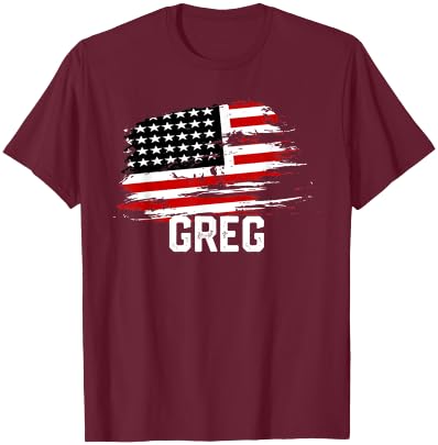 GREG USA Flag Personalized 4th of July GREG T-Shirt - T-Shirt | Maroon