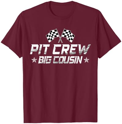 Race Car Birthday Party Racing Family Big Cousin Pit Crew T-Shirt - T-Shirt | Maroon