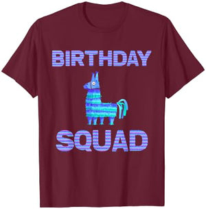 Birthday Squad - Squad Birthday Llama Piñata Shirt T-Shirt - T-Shirt | Maroon