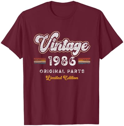 Vintage 1986 Original Teile Limited Edition 40. Geburtstag T-Shirt - T-Shirt | Maroon