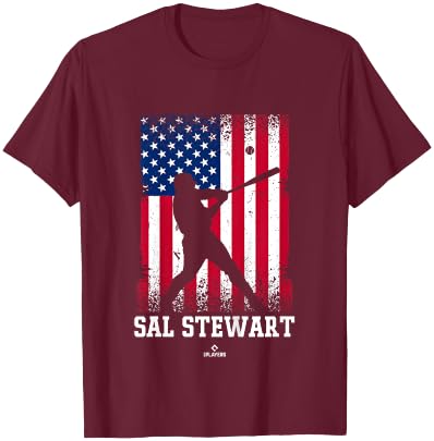 American Flag Swing Sal Stewart Prospect Baseball Fan Gear T-Shirt - T-Shirt | Maroon