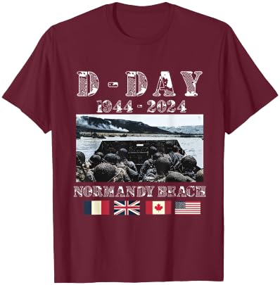 80th Anniversary of the Normandy Landings, History of the , Black, S T-Shirt - T-Shirt | Maroon