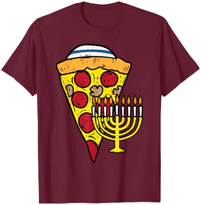 Hanukkah Pizza Funny Food Chanukah Jewish Men Women Kids T-Shirt - T-Shirt | Maroon