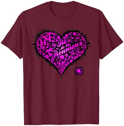 974 Reunion Island - Graffiti C24 - Heart - Pink T-Shirt - T-Shirt | Maroon
