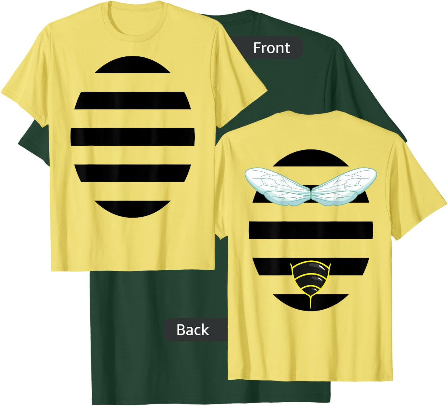 Bumblebee Costume Stripes Wings Stinger Front and Back T-Shirt - T-Shirt | Forest