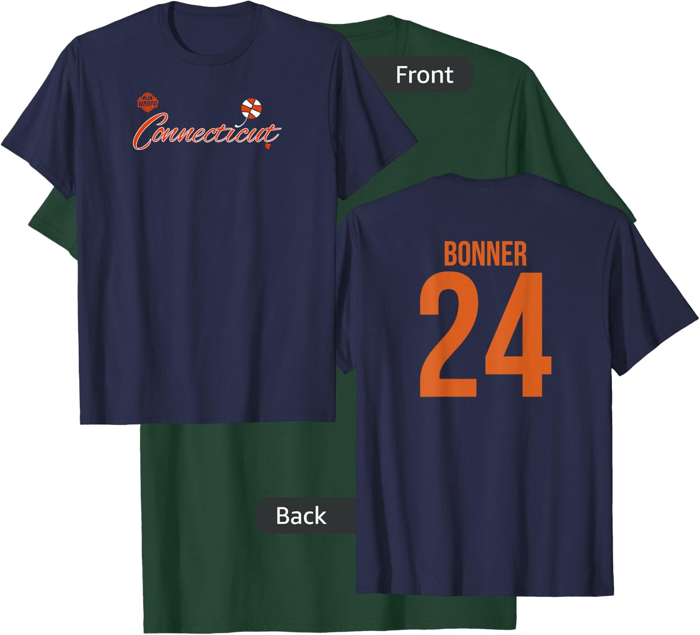 DeWanna Bonner 24 - Number on Back - Connecticut Basketball T-Shirt - T-Shirt | Forest