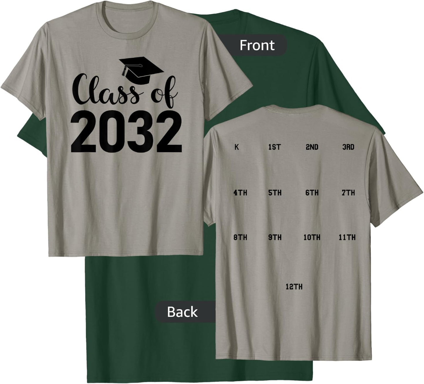 Class of 2032 Grow With Me Shirt - HANDPRINTS go on BACK of T-Shirt - T-Shirt | Forest