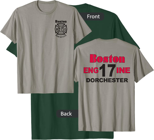 Boston Fire Department Engine 17 Dorchester - Dark Graphics T-Shirt - T-Shirt | Forest