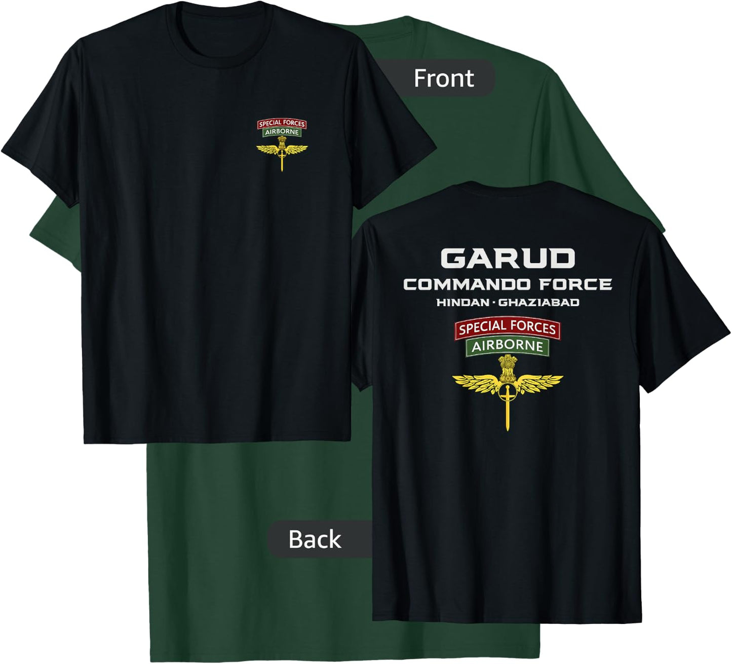 Garud Commando Indian Special Force Army BACKPRINT T-Shirt - T-Shirt | Forest
