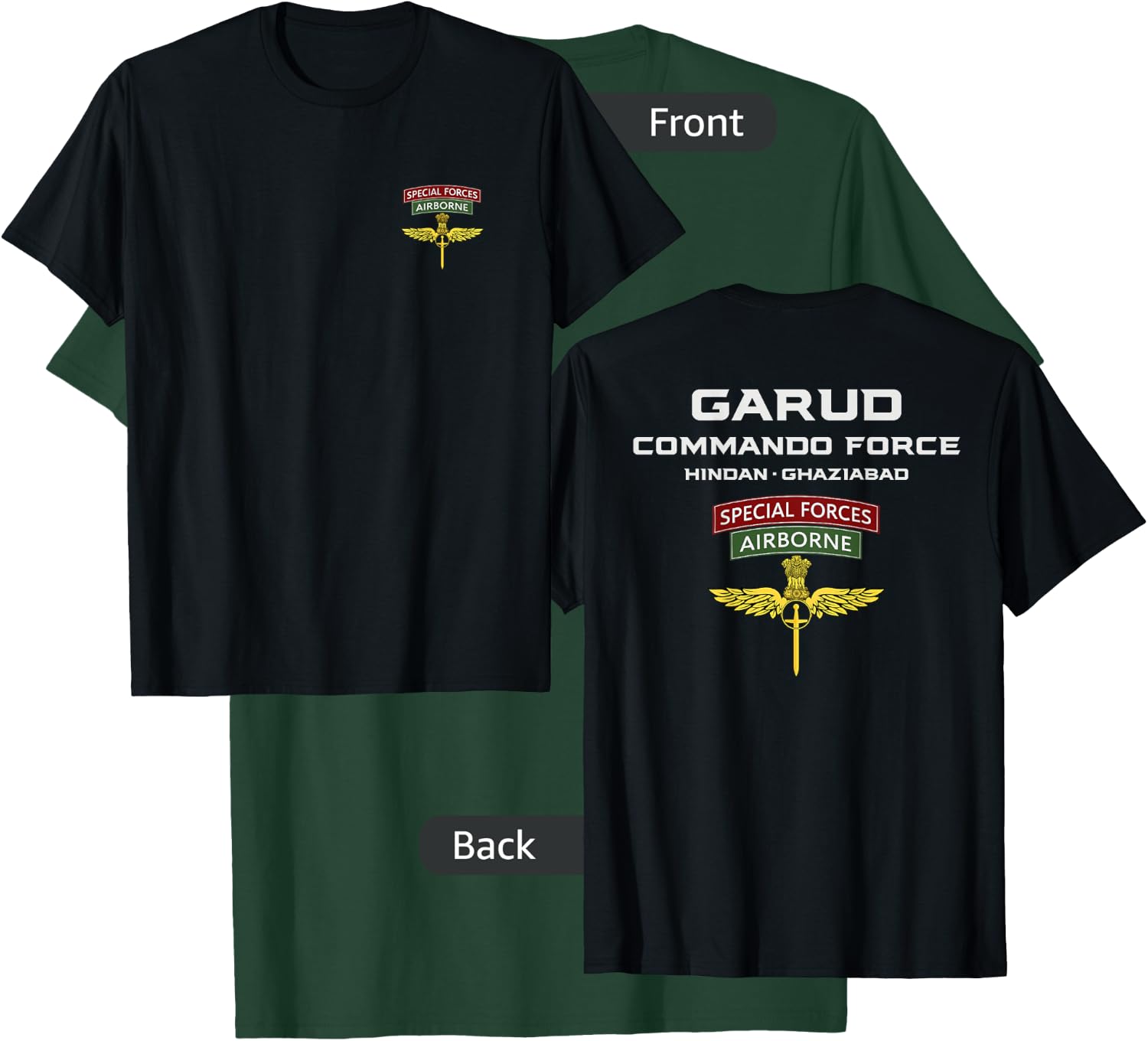 Garud Commando Indian Special Force Army BACKPRINT T-Shirt - T-Shirt | Forest