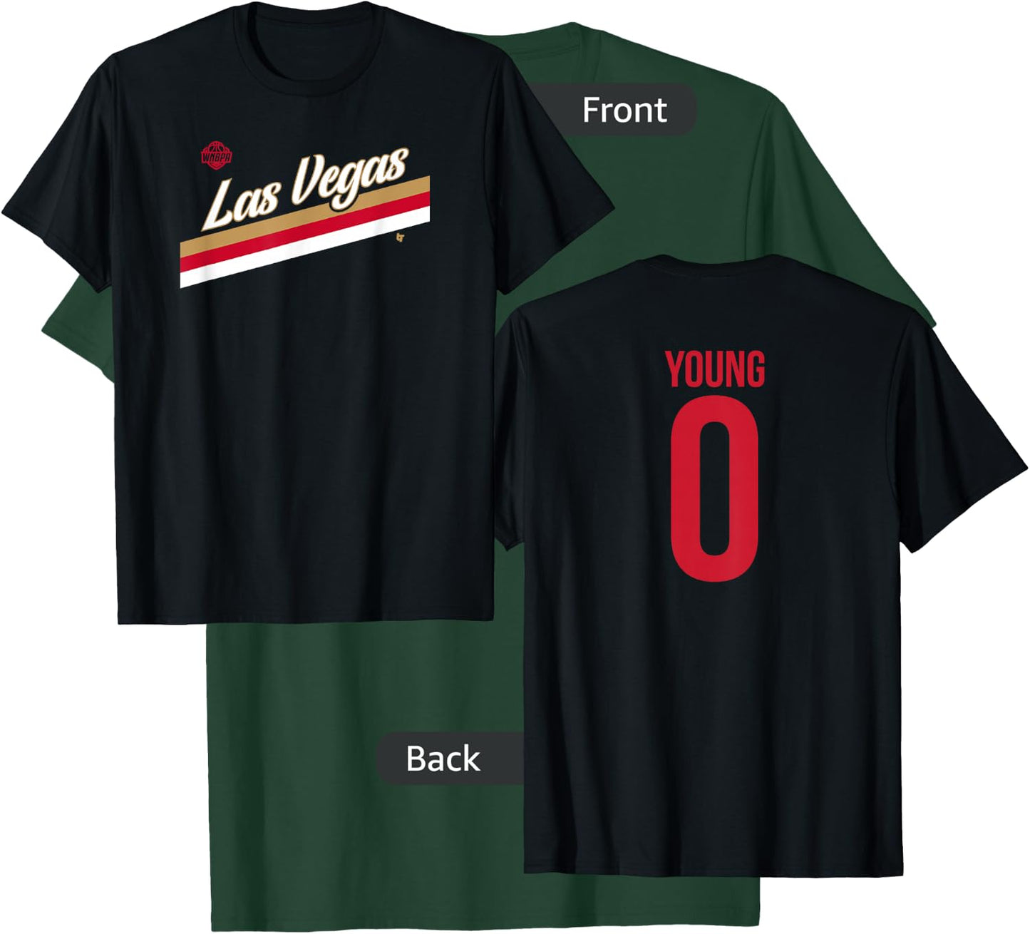 Jackie Young 0 - Number on Back - Las Vegas Basketball T-Shirt - T-Shirt | Forest