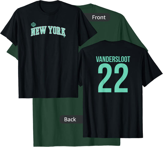 Courtney Vandersloot 22 -Number on Back- New York Basketball T-Shirt - T-Shirt | Forest