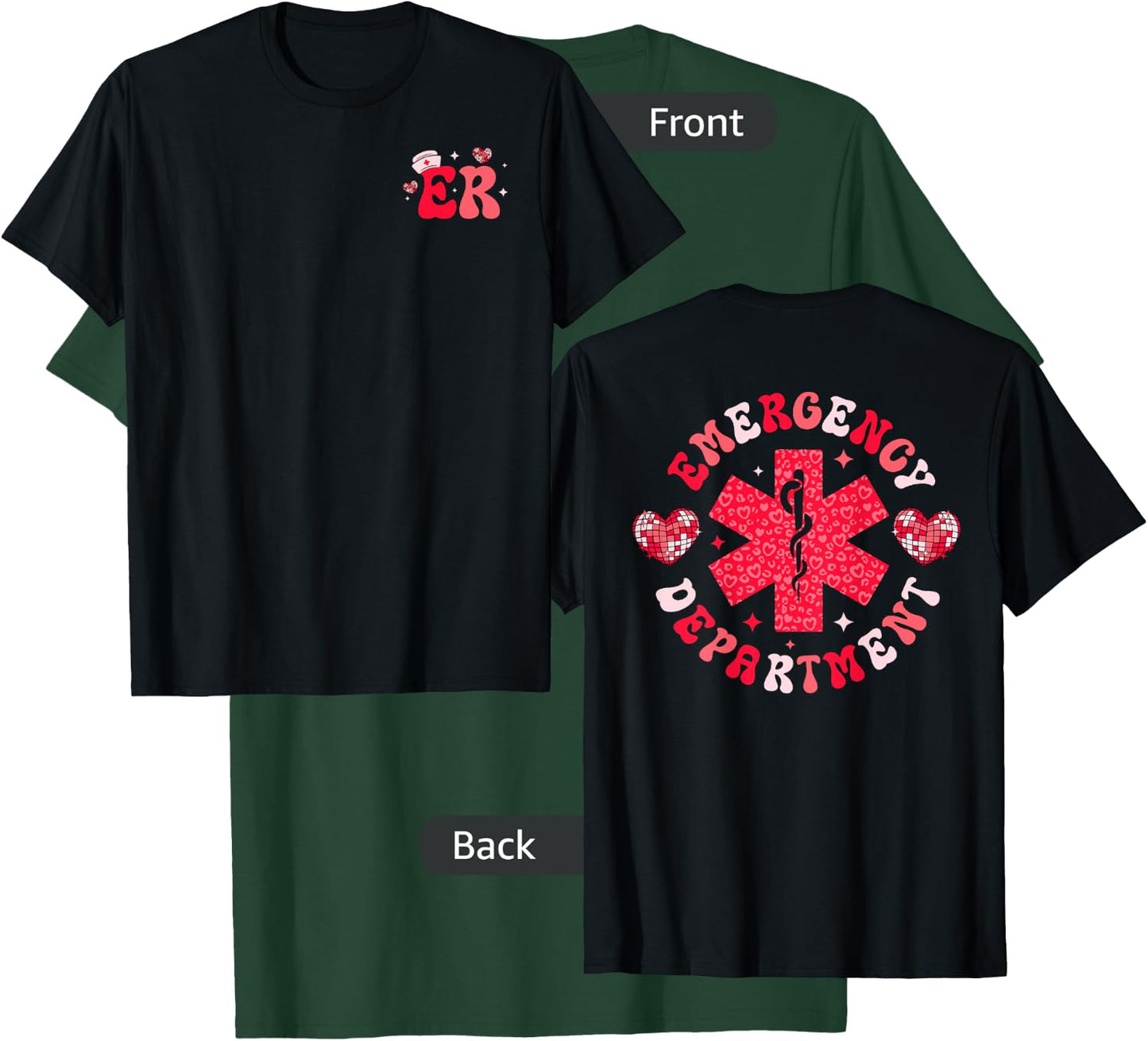 Emergency Department Valentines Day ER Nurse ED Tech Nursing , Small T-Shirt - T-Shirt | Forest