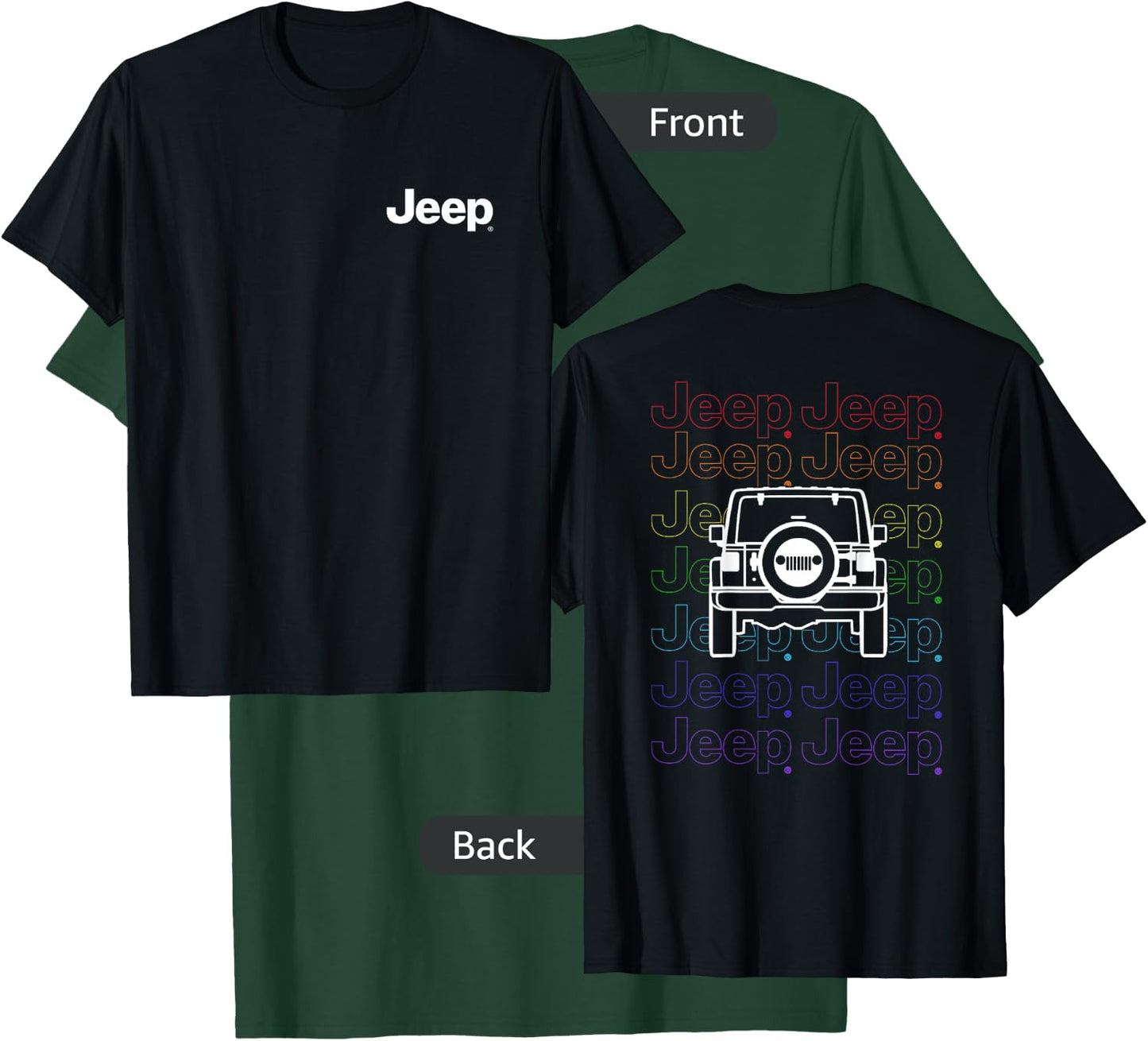 Jeep Pride Repeating Logo - Dark Version (Two-Sided) T-Shirt - T-Shirt | Forest