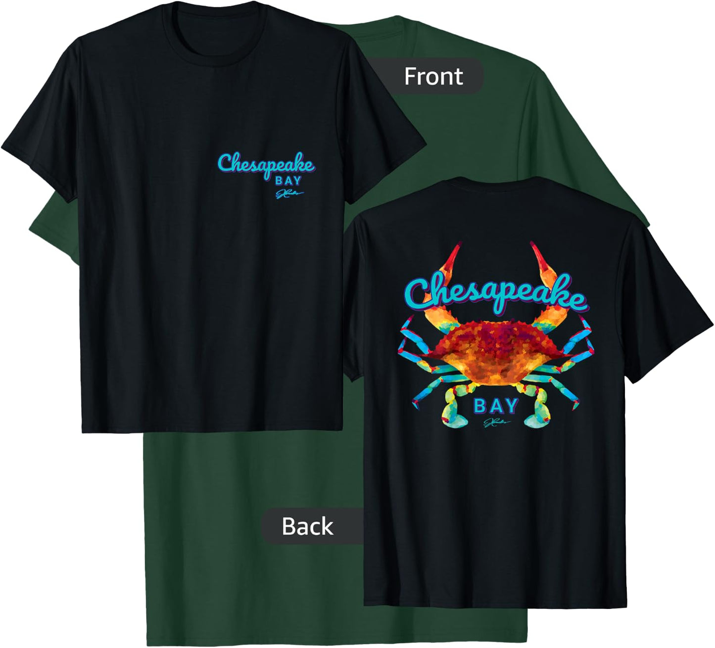 JCombs: Chesapeake Bay Blue Crab (2-Sided) T-Shirt - T-Shirt | Forest