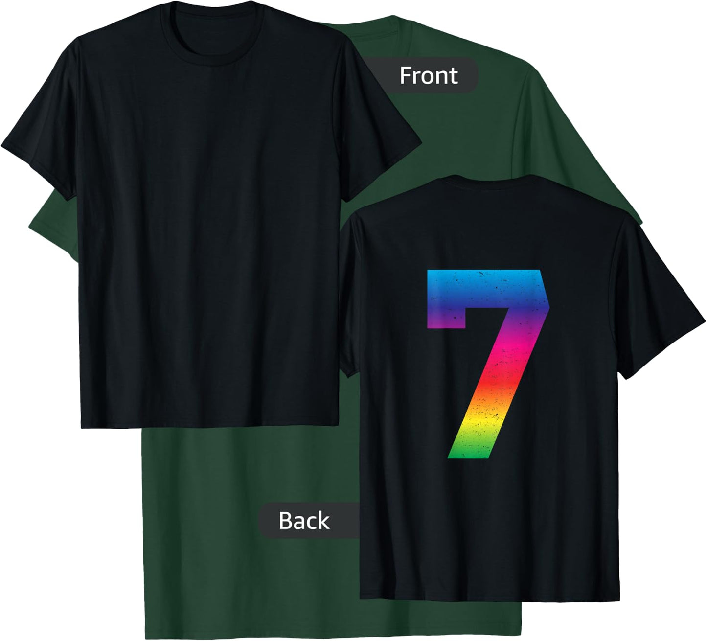 #7 Jersey Uniform Lucky Number Rainbow T-Shirt - T-Shirt | Forest