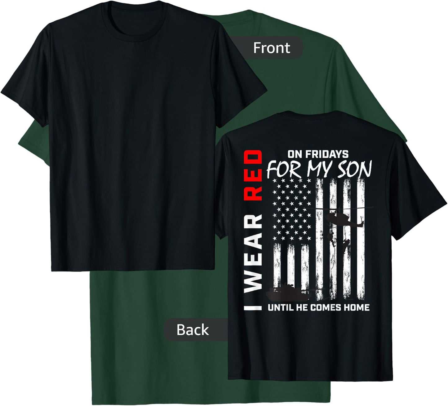 Red Friday Son Military Remember Everyone Deployed USA Flag Men T-Shirt - T-Shirt | Forest