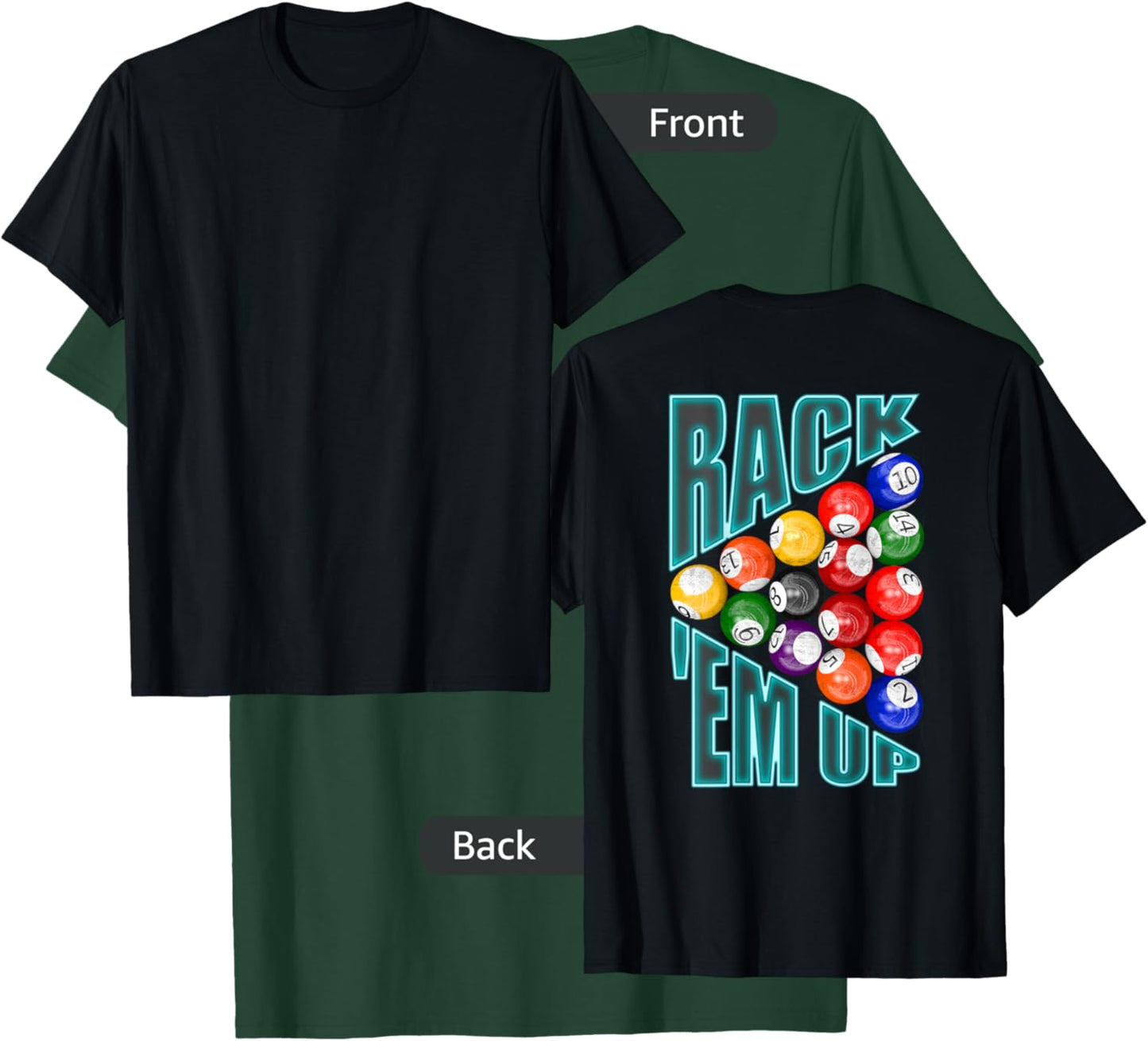 Billiards Rack em Up Eight Ball T-Shirt - T-Shirt | Forest